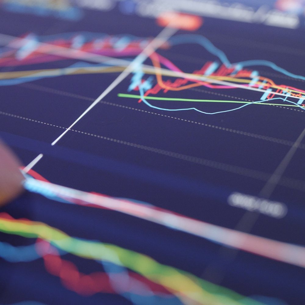 Stock market data on tablet computer